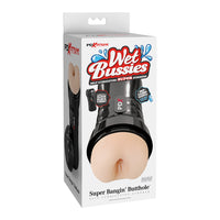 realistic butt masturbator with black case on box packaging in beige