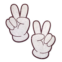 gloves giving the peace sign nipple pasties