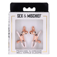 pink & rose gold nipple clamps with bells in box packaging