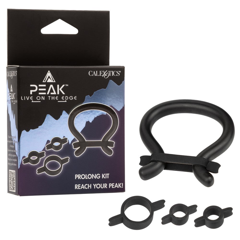 u shaped cock ring kit, with 3 sizes beside box packaging