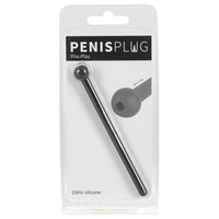 black hollow penis plug in product packaging, on white back ground