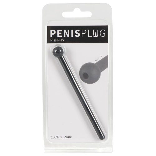 black hollow penis plug in product packaging, on white back ground