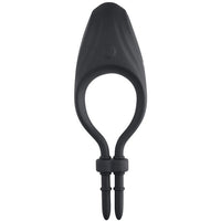 black cock ring with lasso loop on white background