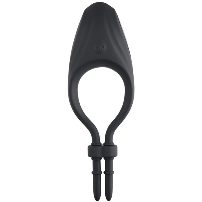 black cock ring with lasso loop on white background
