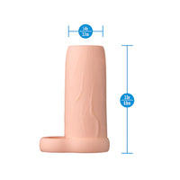 Performance 3.5 Enhancement Sleeve by Blush displayed with product dimensions showing 3.5-inch length and 1.4-inch diameter.