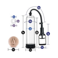 finger trigger penis pump with vagina insert size chart