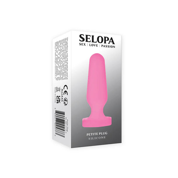 Pink silicone plug in a Selopa packaging box on a white background