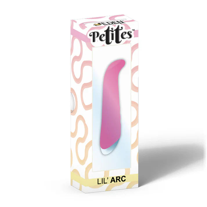 pink g spot curved end vibrator on box packaging