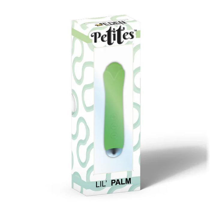 green vibrator with tulip type head on box packaging