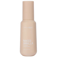Beige bottle of 'Naked Vanilla' body mists on a white background