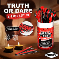 Pick-a-Pecker adult truth or dare game with candles on a table