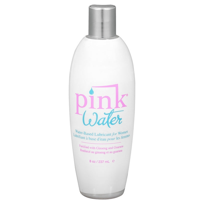 personal lubricant in white bottle with pink & blue writing