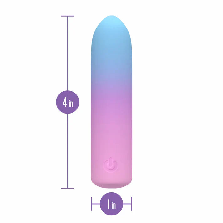 pink, purple, blue ombre vibrating bullet heigh 4", width 1"