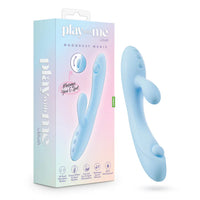 blue vibrator with top thumper nub, 3 dual setting buttons, clitoral stimulator stimulator