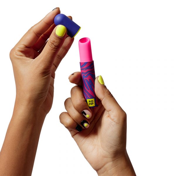 pink lipstick vibrator with purple swirls
