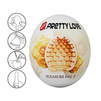 Pretty Love pleasure egg masturbator with waffle design on a white background
