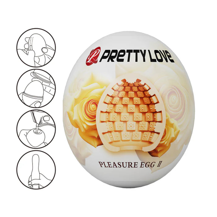 Pretty Love pleasure egg masturbator with waffle design on a white background