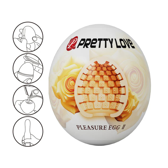 Pretty Love pleasure egg masturbator with waffle design on a white background
