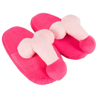 pink and beige plush penis slippers