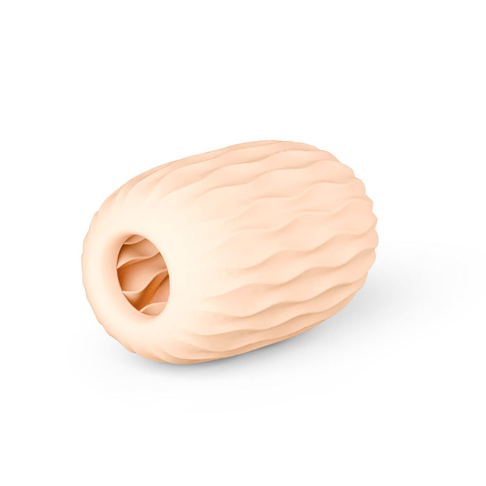 beige outer and inner texture of masturbator on a white background