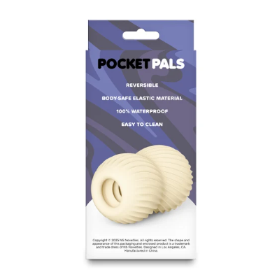 Pocket Pals reversible body-safe masturbator product packaging on a white background