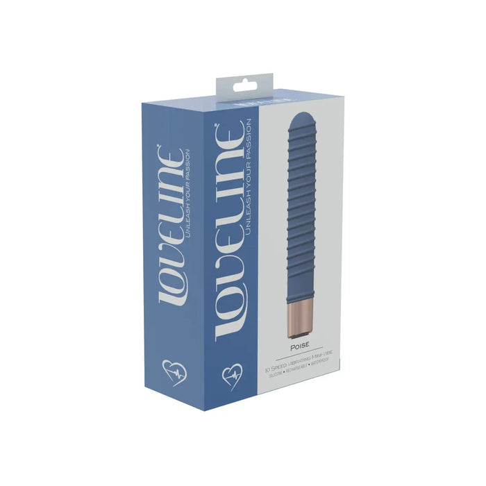 sleek ridged vibrator on box cover  blue