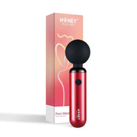 Red clitoral vibrating massager beside box