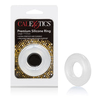 large frosted silicone cock ring next to cal exotics package