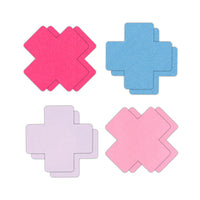 cross pasties in 4 pack. hot pink, blue, lavender and lt pink