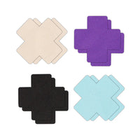 cross pasties in 4pk. cream, purple, black and blue 