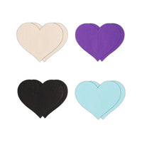 heart pasties 4pk in cream, purple, black and blue 