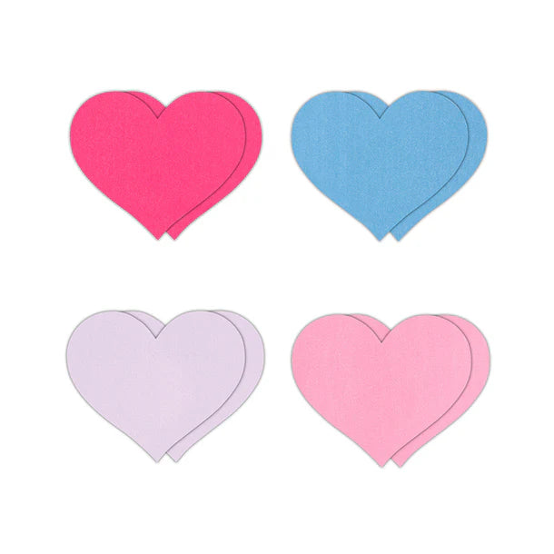 heart pasties 4pk in hot pink, blue, lavender and lt pink