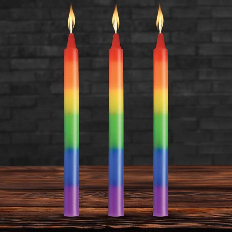 3 lite rainbow drip candles 