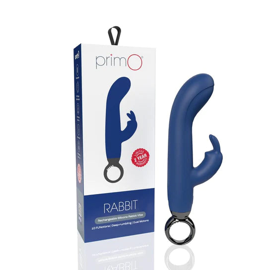 blue vibrator with g spot and bunny clit stim with finger ring loop