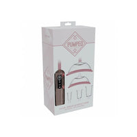 Pumped  Vuvla Breast & Nipple Pump kit in its original retail packaging, featuring a rose gold device and accessories illustrated on the box.