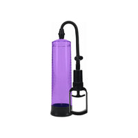 cylinder penis pump with trigger finger handle in purple