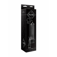 pumped deluxe beginner penis pump in black on box packaging