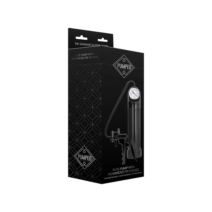 pumped elite penis pump with advanced psi guage black