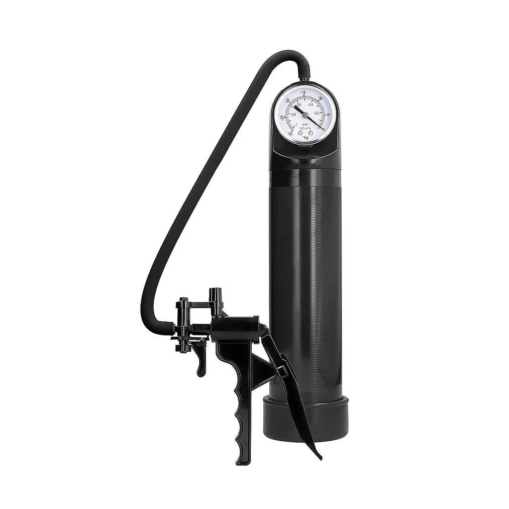 black penis pump with psi guage and hand pump