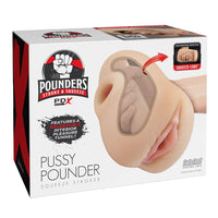 Box of Pounders Pussy Pounder Squeeze Stroker with product image and branding.