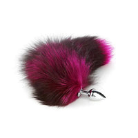 fox anal plug with silver plug, black and pink hair