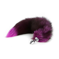 fox anal plug with silver plug, black and purple hair