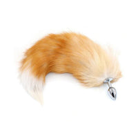 fox anal plug in small, with silver anal plug, white and orange fur