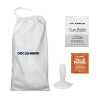 Doc Johnson product set with drawstring bag, care guide, and packaging on a white background