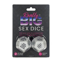Really Big Sex Dice game by Forum featuring two oversized dice with adult activity prompts and packaging designed for couples party play.