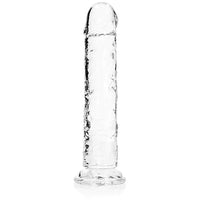 a translucent penis shaped dildo with a suction cup base