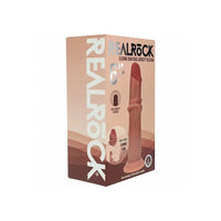 RealRock 7-inch sliding skin density silicone product packaging box, featuring a peach and brown design with a graphic of the product on the front.