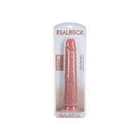 an extra long beige penis shaped dildo with a suction cup base shown in its plastic packaging