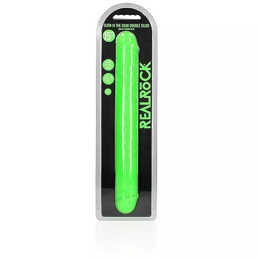 green 15" glowing jelly double ended dildo