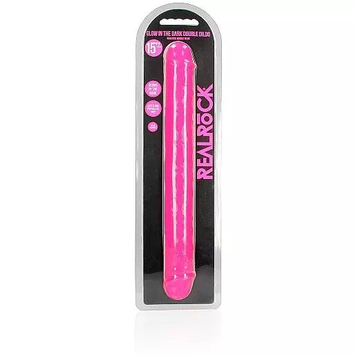 pink 15" glowing jelly double ended dildo